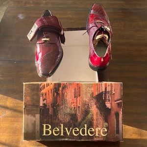 Belvedere “Dress Shoes” Eel & Ostrich Leg size 11.5 Ant. Scarlet Red, BRAND NEW
